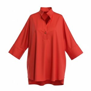 Tuckernuck XXL tomatoe Red Split-Neck polished cotton Tunic